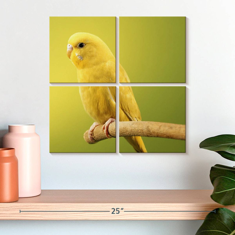 Brampt Perched Yellow Parakeet, 18" H x 18" W