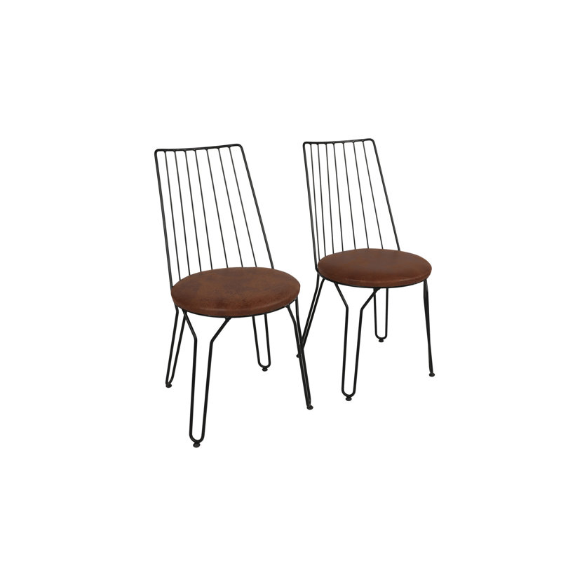 Ensemble de chaises modernes et industrielles, similicuir noir et structure en métal, dimensions: 17,3 po x 33,1 po x 17,3 po | Capacité de poids: 385 lb | Parfait pour la salle à manger, la cuisine ou le bureau, design élégant et durable
