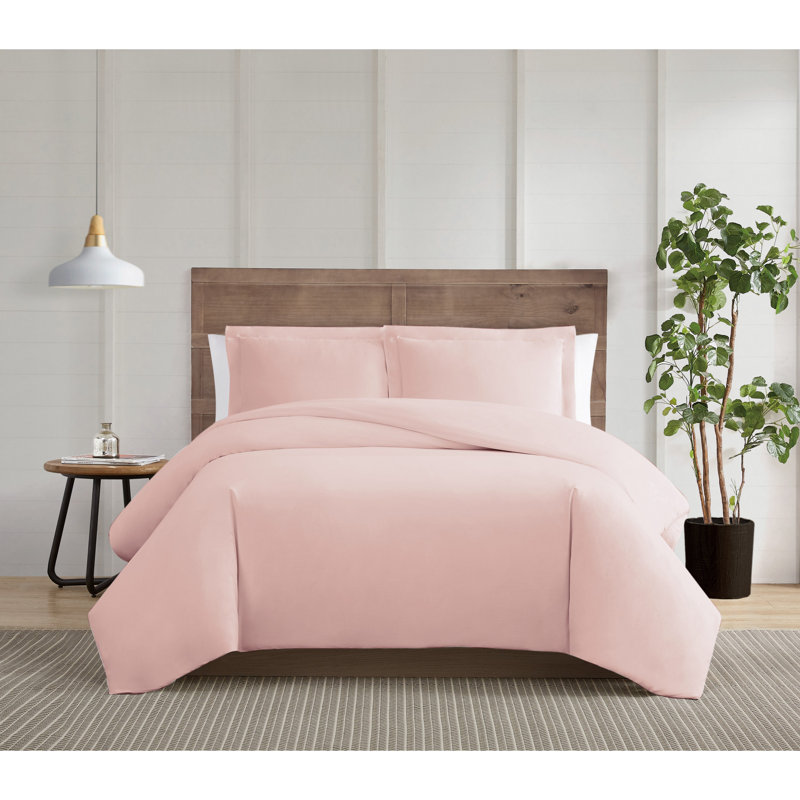 Ensemble de housse de couette Trely Calm, Très grand lit simple + 1 taie décorative standa, Rosé