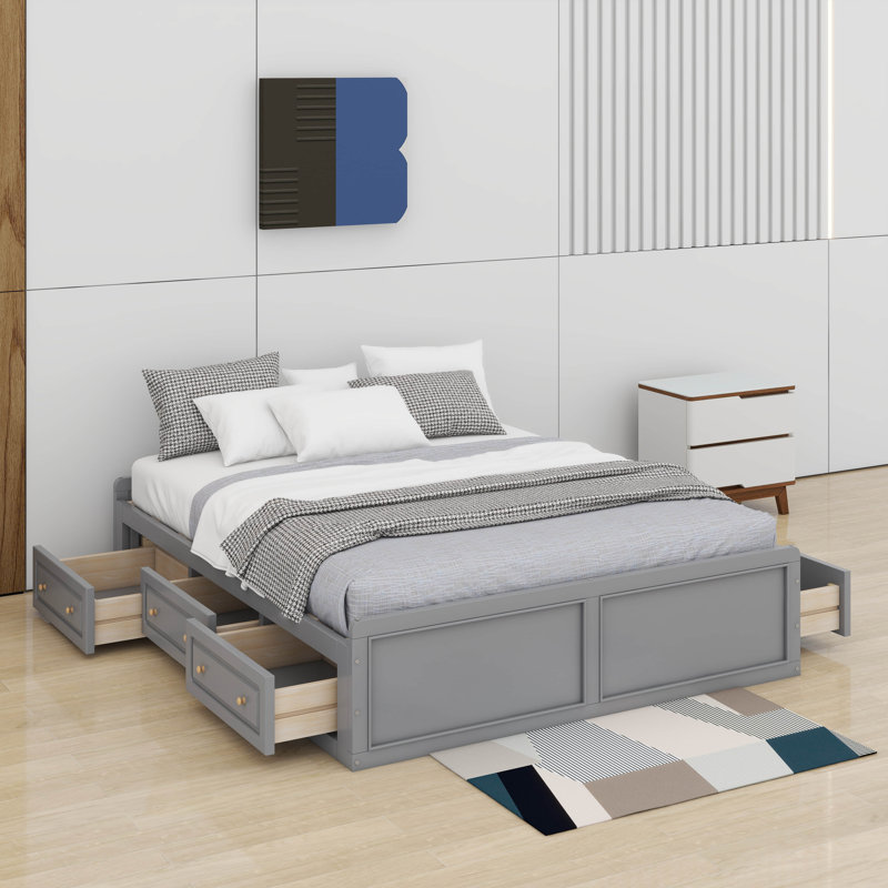 Queen Size Platform Bed With Drawers