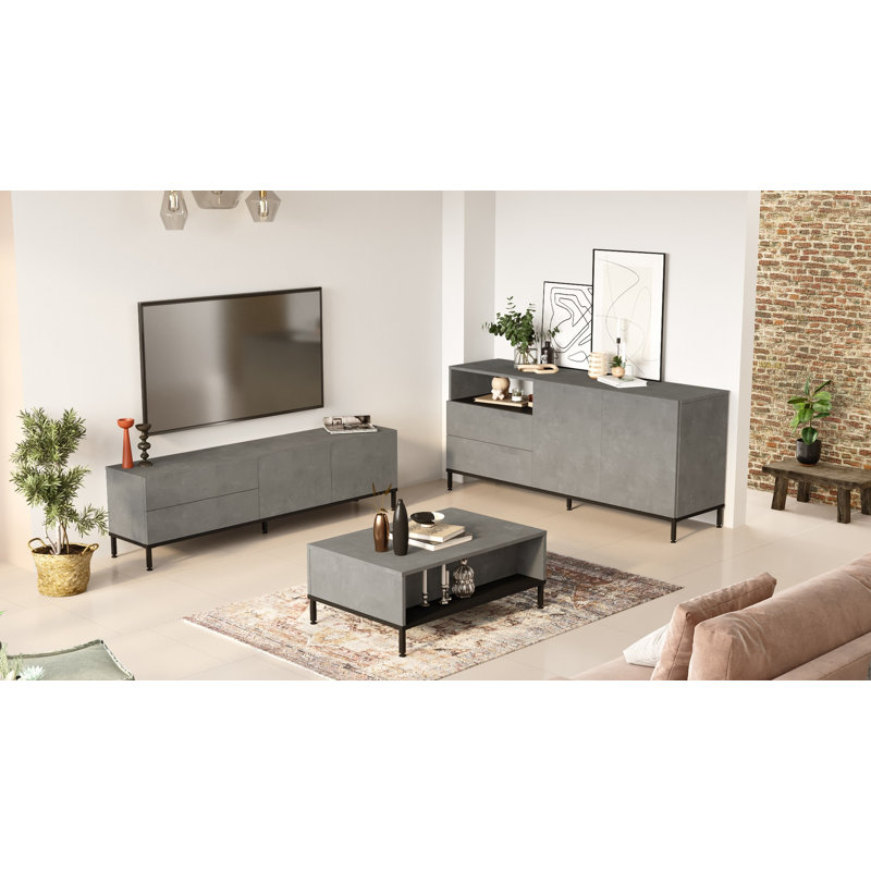 Living Room Furniture Set, Gris / noir