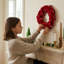 Handmade Hand Felted Wool Wreath - Cream Amaryllis Flowers - 14"-1041328248