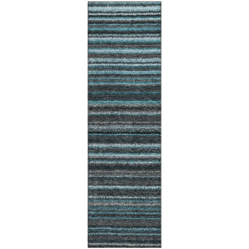 Premium Machine Washable Cerrito AMF598 Teal Rug, Runner 2'3" x 7'6"