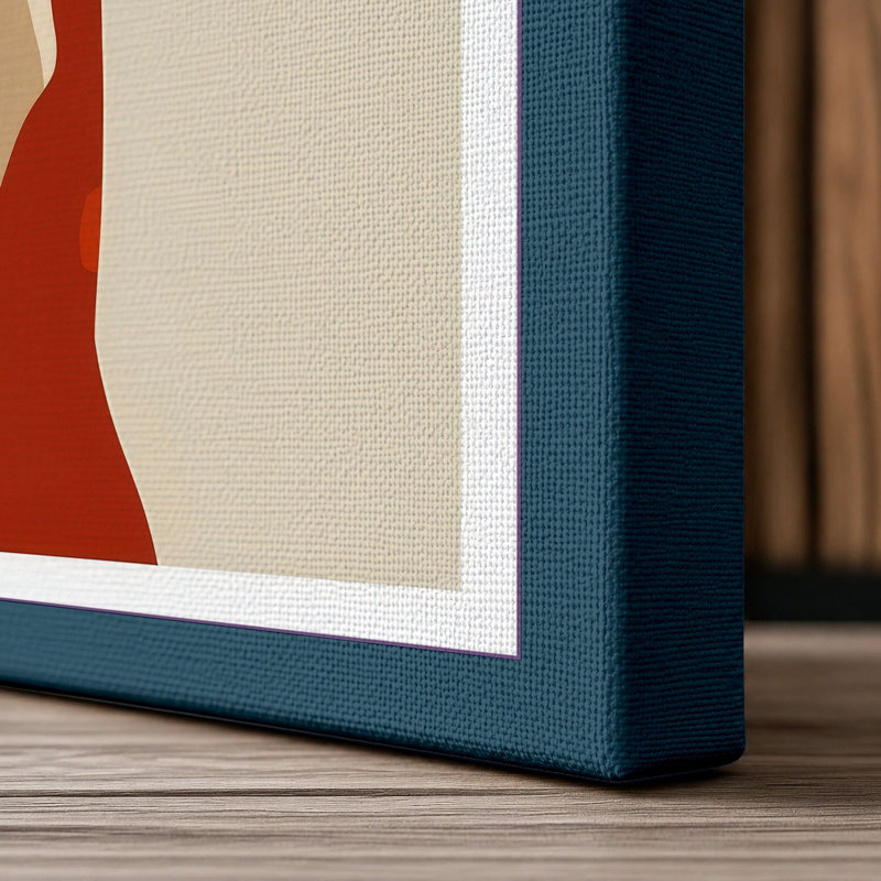 Deer in Geometry Geometric - Wrapped Canvas, 30x20 - 76.2 x 50.8 cm, Teal Border
