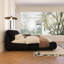 Lit très grand avec rembourrage, lit élégant pour chambre à coucher en bois massif stable, bois, housse en tissu collant, tête de lit confortable, noir-1770316717-1770316719