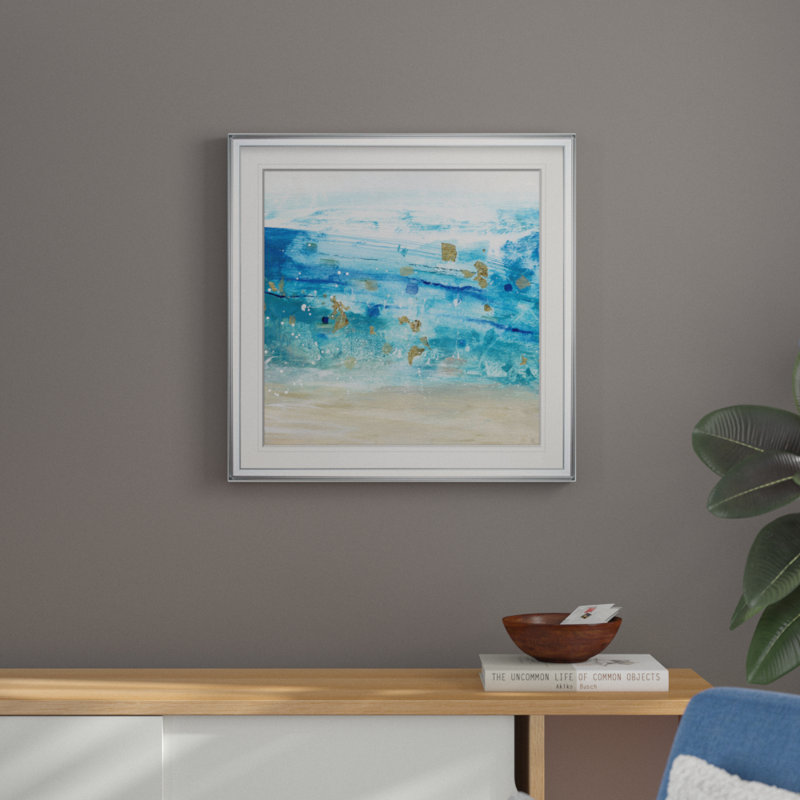 'Sea Glass Summer I' Framed Print, 16" H x 16" W x 2" D, Silver Framed