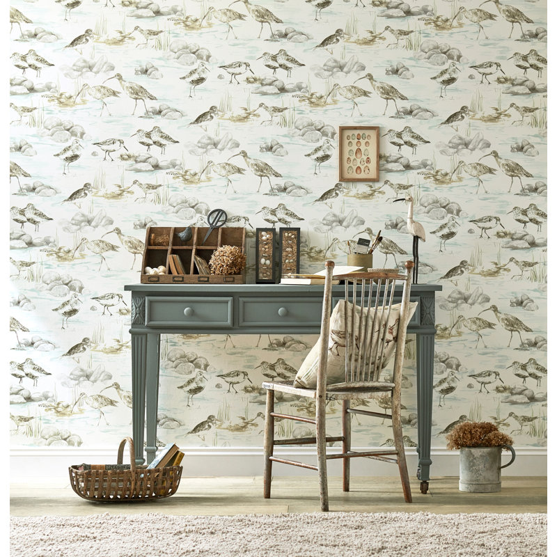 Estuary Birds 10.05m x 52cm Matte Wallpaper Roll, Neutral