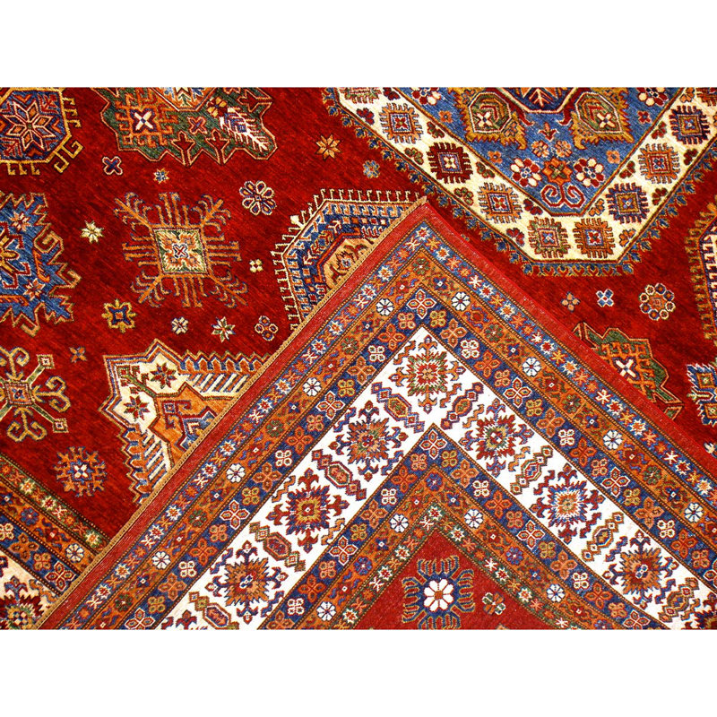 Tapis oriental rouge / ivoire en laine noué à la main