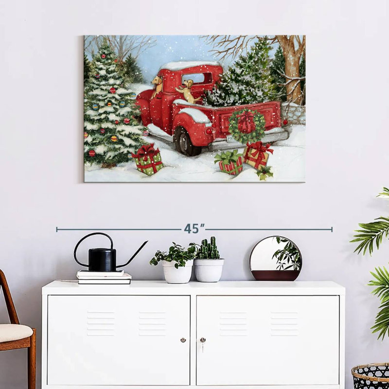 Camion rouge, H 24 po x l 36 po