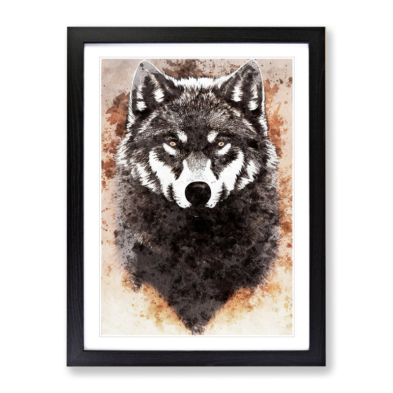 XV1022-5275X Wolf Painting No.1 1 Piece Single Picture Frame Wall Art, 46cm H x 34cm W x 2cm D, Black Framed