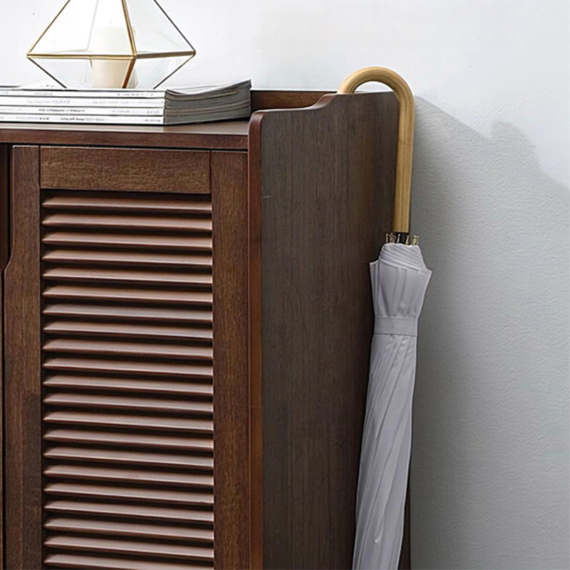 Modern Nut-Brown Solid Wood Shoe Storage