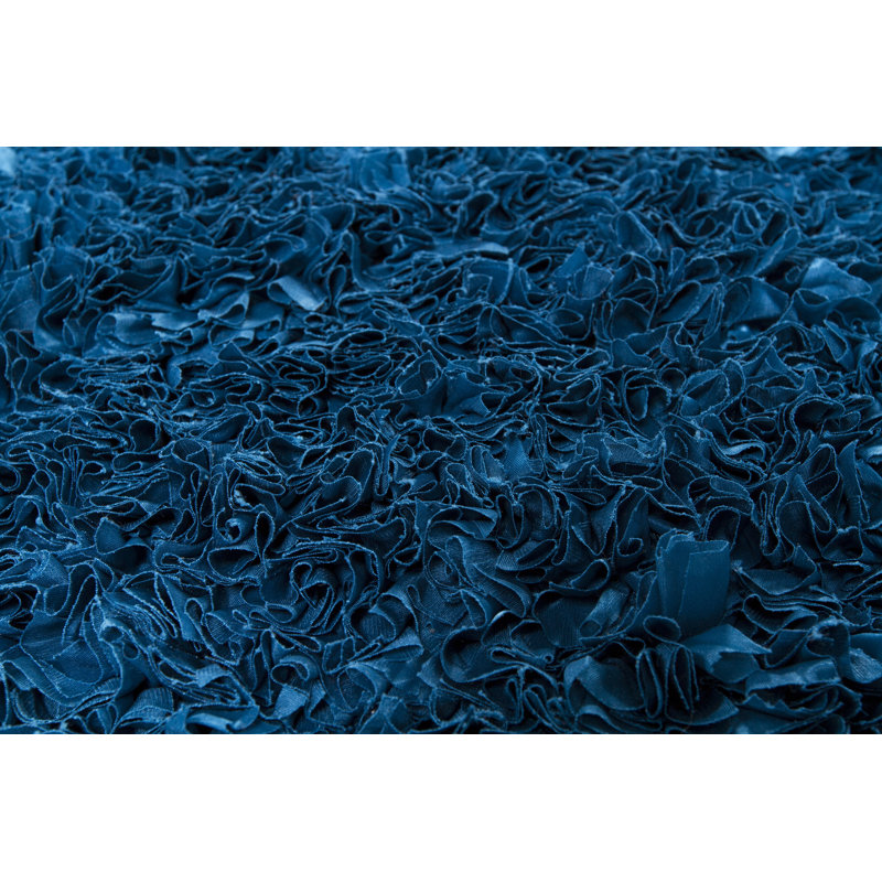 Tapis bleu à poils longs Arrisson, 3 pi 6 po x 5 pi 6 po