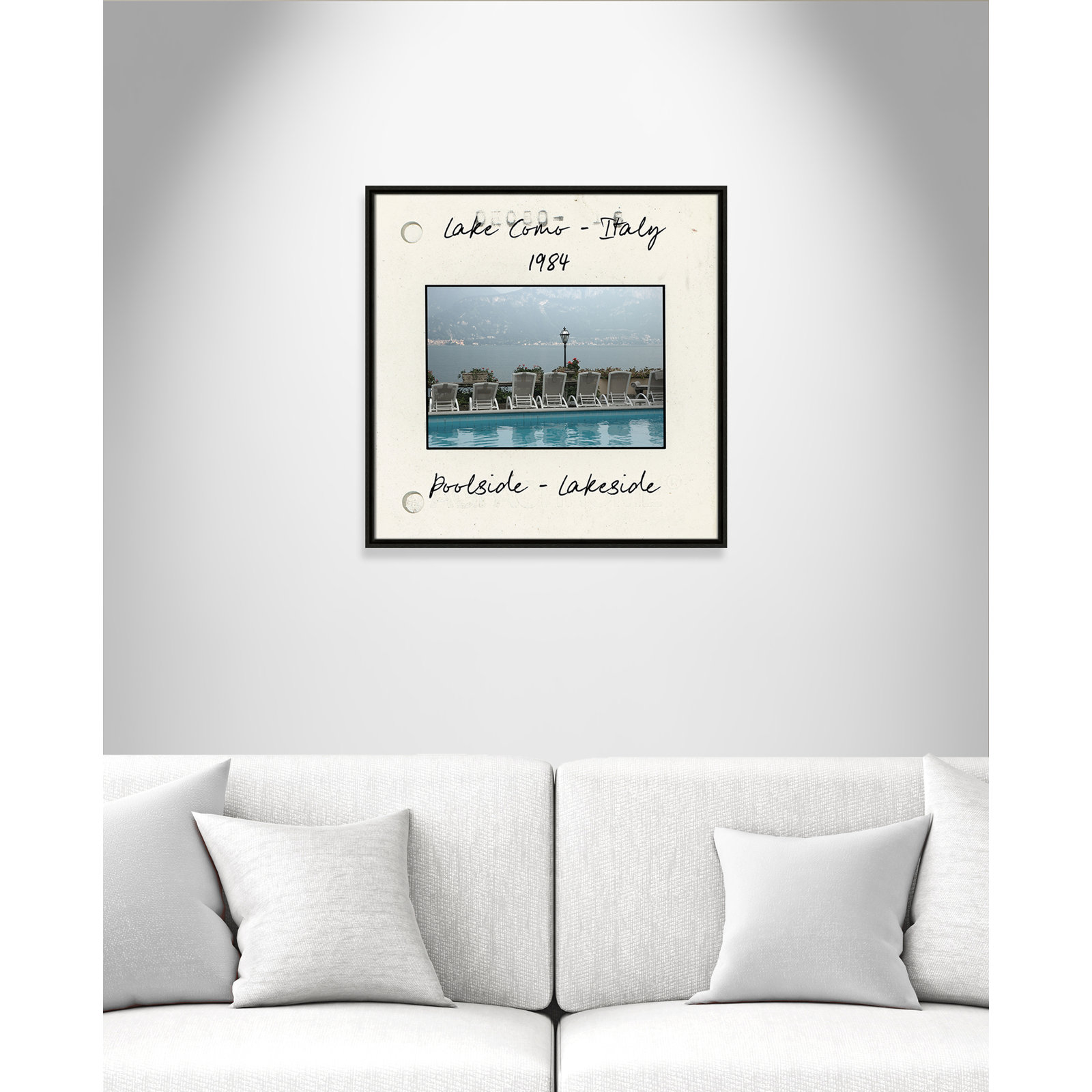 Travel Slide Collection "Lake Como, Italy" Print, Espresso Floater Framed Canvas, 25.5" H x 25.5" W x 2" D