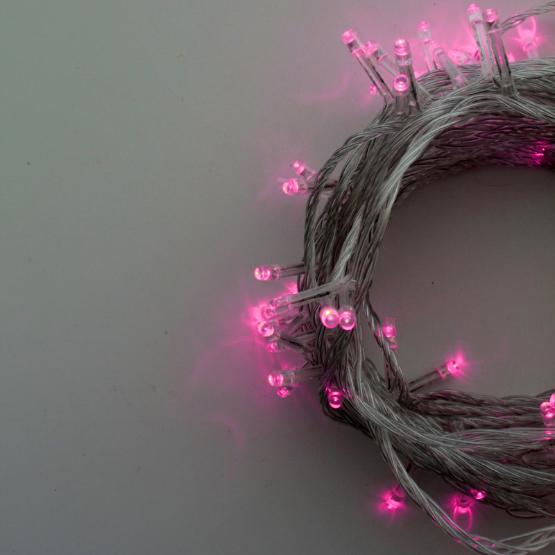 Milo Indoor Plug-in LED Wide Angle LED String Light, 32 ft., Pink