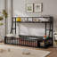 Lit simple au sol avec bureau et tablettes de rangement-33574971