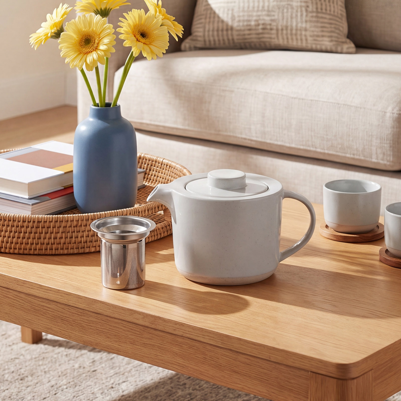 Sablo Teapot with Filter, Bone