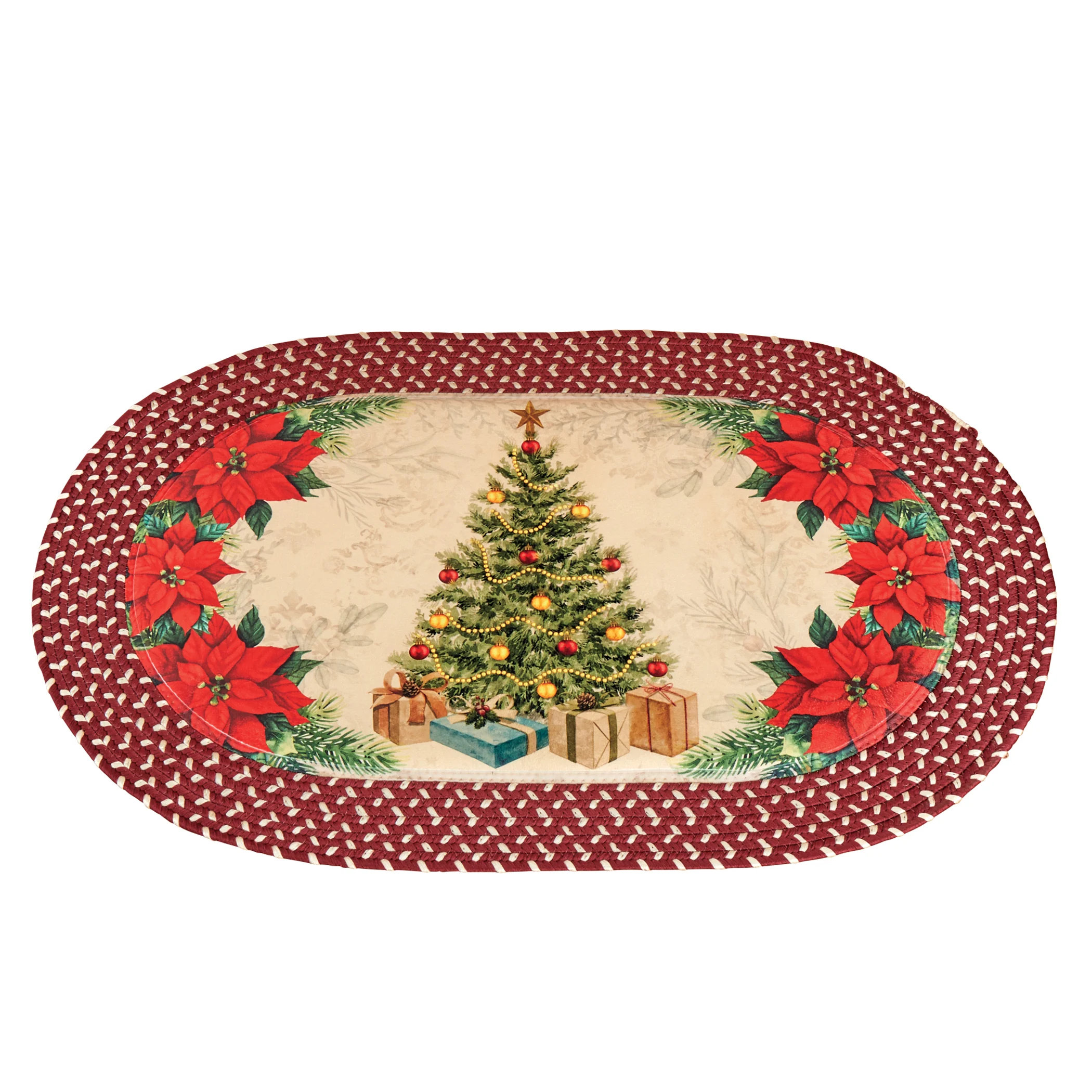 The Holiday Aisle® Holiday Tree Braided Rug | Wayfair
