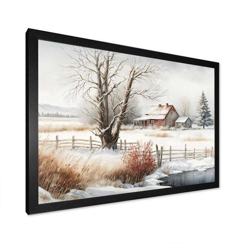 «Iowa Farm in Winter», reproduction sur toile, Cadre noir, H 12 po x l 20 po x P 1 po