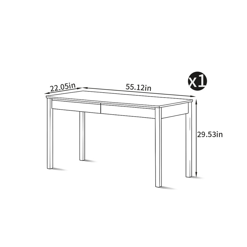 Bureau de style moderne et minimaliste, H 29,53 po x l 55,12 po x P 22,05 po