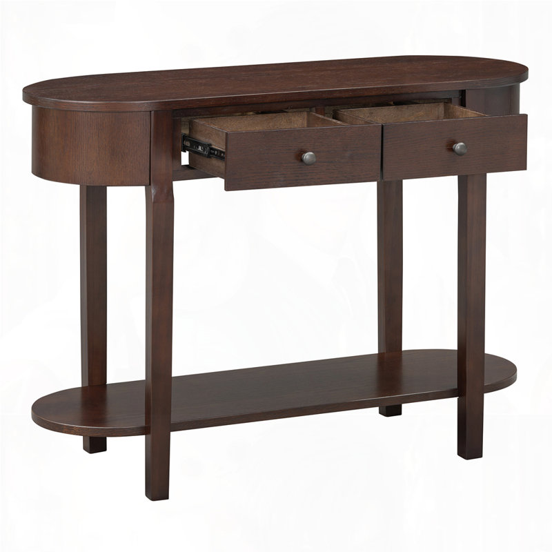 Curved Design Console Table with Drawers, Espresso