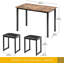 Ensemble de table de salle à manger de cuisine avec tabourets rembourrés, petite table de salle à manger et chaises, ensemble de 3 pièces de coin repas Industiral, HDT109004WR