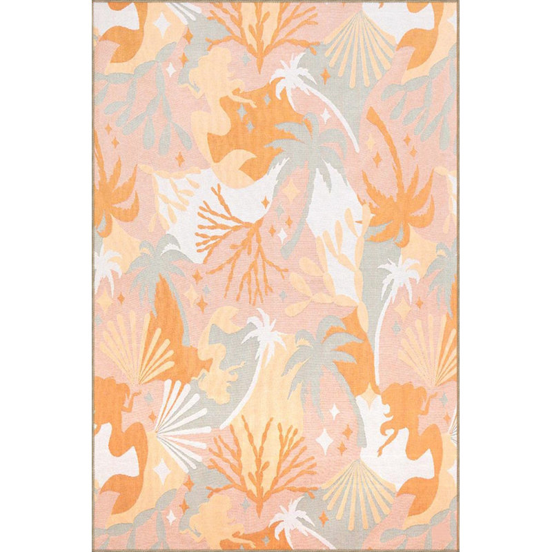 Tapis décoratif floral orange, Tapis de couloir 3 pi 3 po x 9 pi 10 po