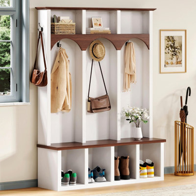 Hall Tree 57.92" Wide With Bench And Shoe Storage