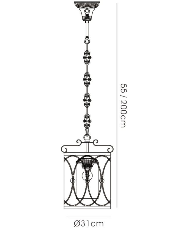 Muehlebach 1 - Light Black/Gold Lantern Pendant
