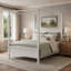 Lit plateforme à baldaquin en bois de style moderne du milieu du siècle avec tête de lit, design rustique de style ferme à 4 colonnes avec pieds fuselés-2142085115-2142085114