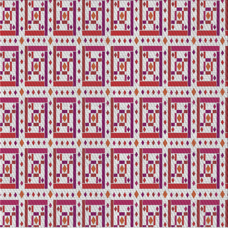 Tapis abstrait beige / rose, Carré 8 pi