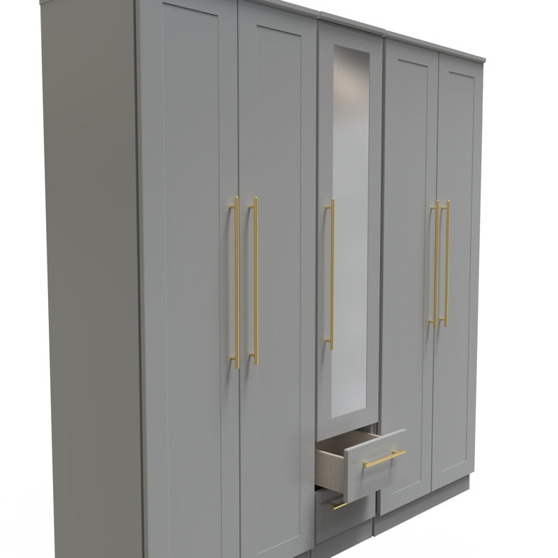 Fully Assembled 2 Door Wardrobe, 197cm H x 111cm W x 53cm D, Dusk Grey