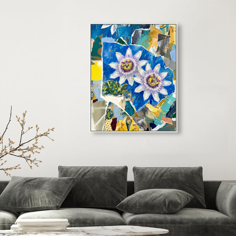 Blue Spring Print by Oliver Gal, 31"H x 37"W, White Floater Frame