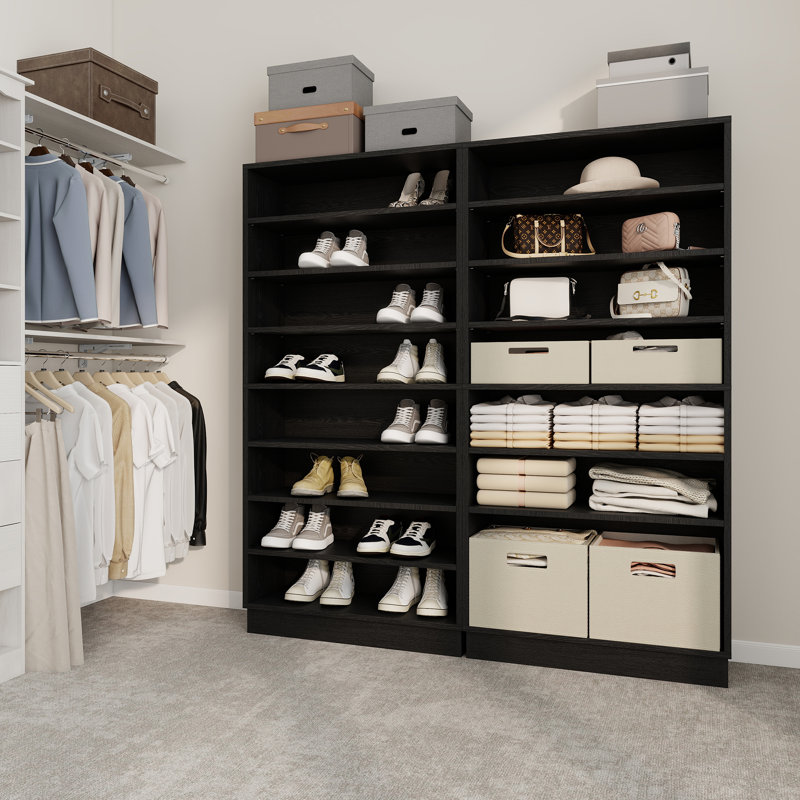 40 Pair Shoe Cabinet with Adjustable Shelves, Black