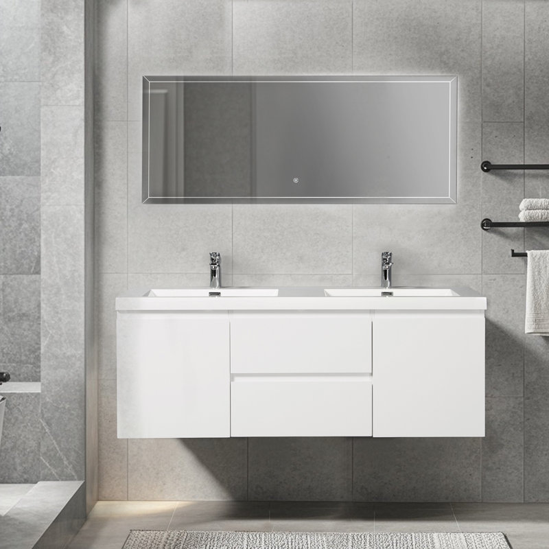 Meuble-lavabo mural 60 po, Blanc
