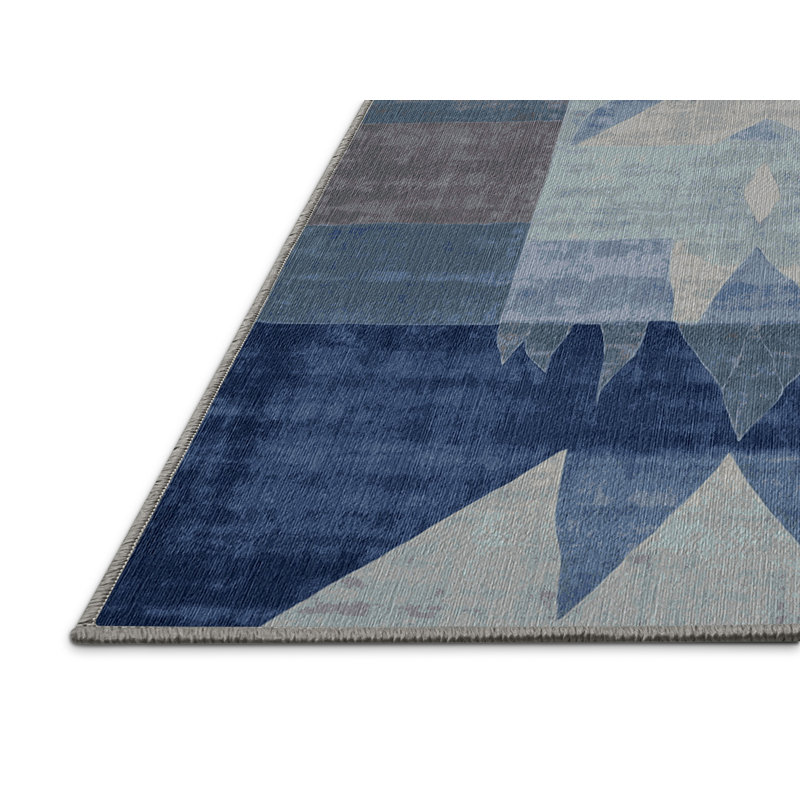 Machine Washable Gray Area Rug, Square 5'