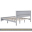 Tête de lit et pied de lit de style campagnard grand avec porte de grange de style campagnard, lit en bois de pin avec cadre de lit renforcé, gris-133653770-133653766
