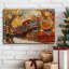 Arbre de Noël en forme de train polaire et arbre d'horloge enneigé rustique enneigé-1823582838