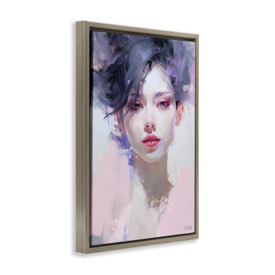 Purple Haired Woman Floater Canvas by Roozbeh Bahramali