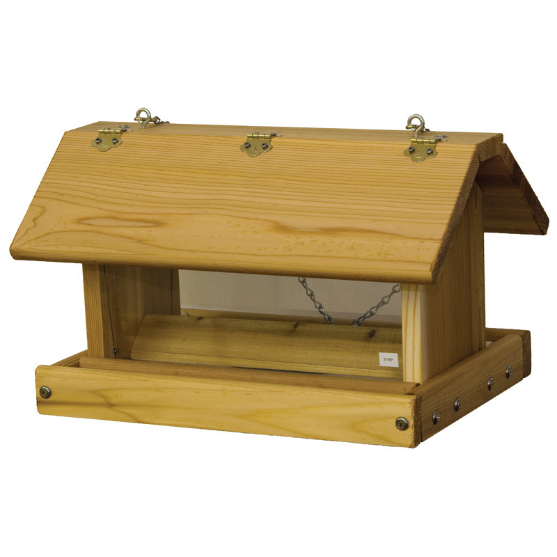 Wood Hanging Hopper Bird Feeder