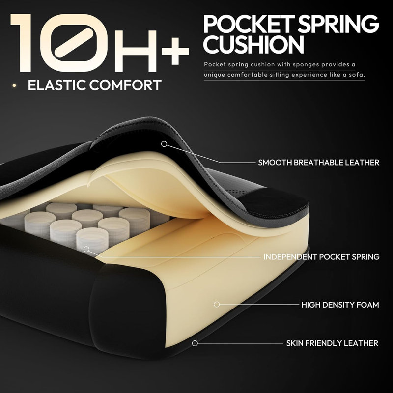 Massage Video Game Chair With Pocket Spring Cushion, High Back Ergonomic Computer Chair With Footrest For Adults, Racing Style Computer Chair With Headrest And Lumbar Support