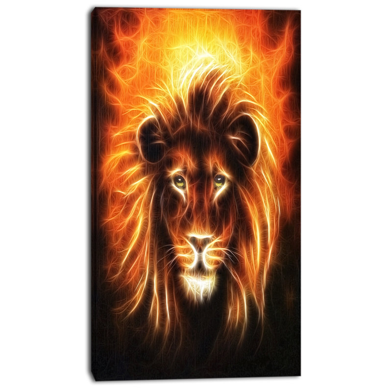 «Lion with Flame Mine», impression sur toile, H 40 po x l 20 po x P 1po