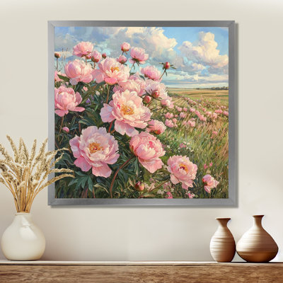 Pivoines au bord de la ferme I - pivoines, art mural