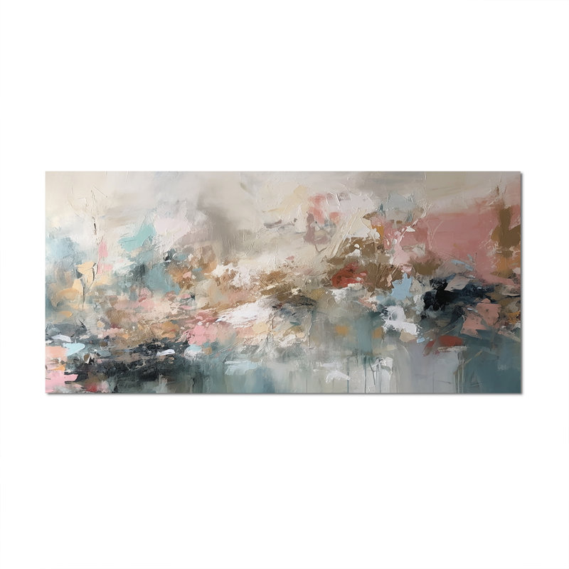"Brushstroke", peinture abstraite I, Toile tendue, H 28 po x l 60 po, Sans cadre