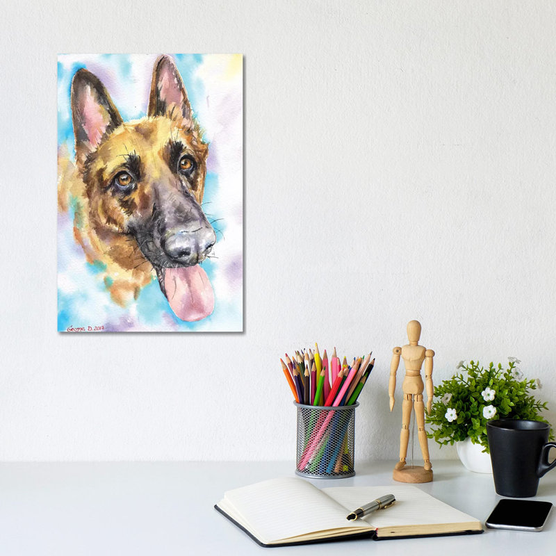 Expressive Golden Retriever by George Dyachenko - Wrapped Canvas Painting, 20.32 cm H x 30.48 cm W