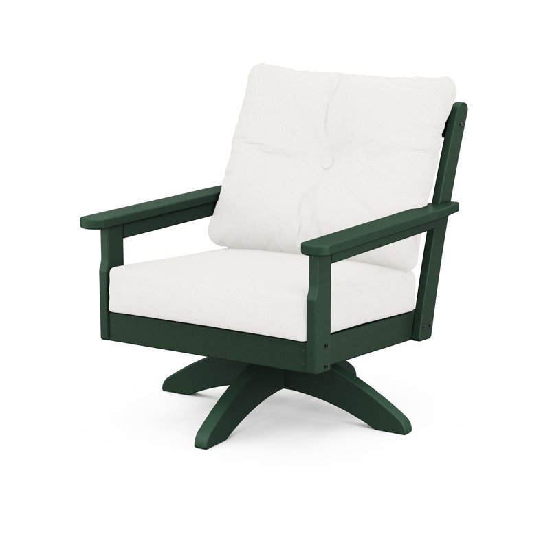 Chaise pivotante à assise profonde Lakeside Vineyard, Lin naturel, Vert