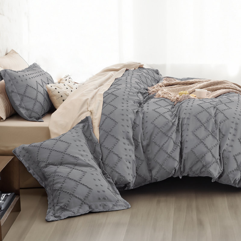 Ensemble de housse de couette pour toutes les saisons, Housse de couette grand + 2 taies décoratives sta, Gris