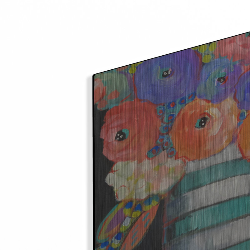 «Orange, mauve et rayures» par Holly Wojhan, H 12 po x l 12 po