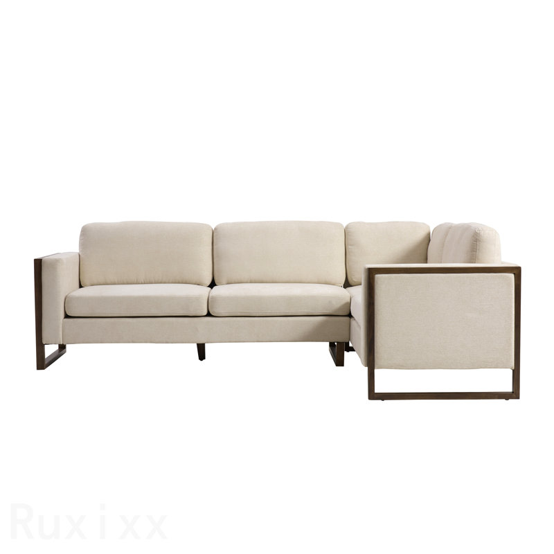Canapé modulaire en chenille carré en L 2 pièces à accoudoirs carrés, salons, chambres à coucher, bureau d'appartement