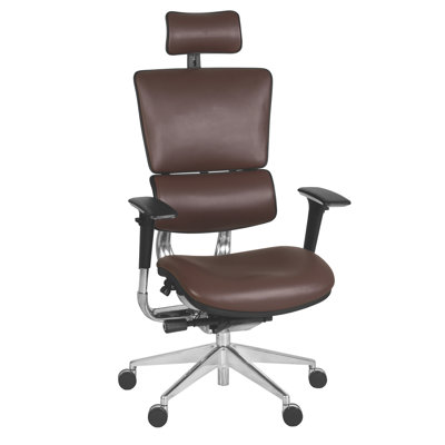 Fauteuil de direction ergonomique en cuir avec appui-tête / soutien lombaire réglable Omega