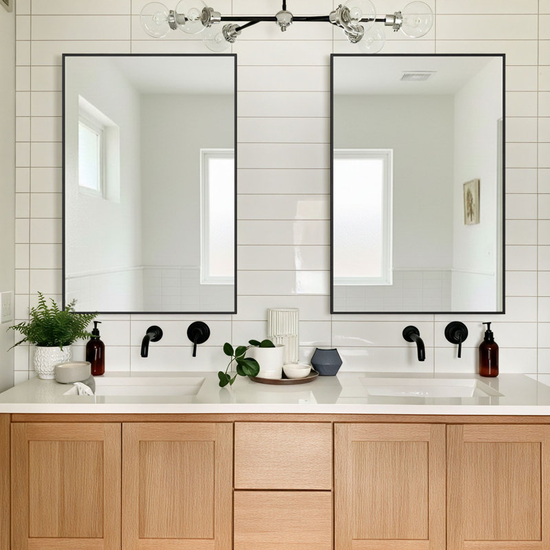 Metal Rectangle Mirror, Black
